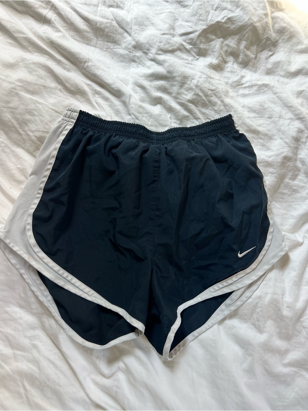 Nike Women's Navy Athletic Shorts with White Trim